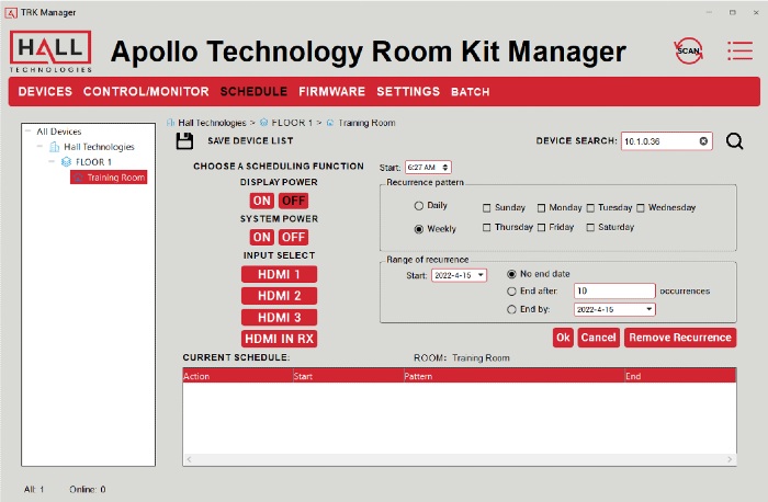 Apollo TRK1 control